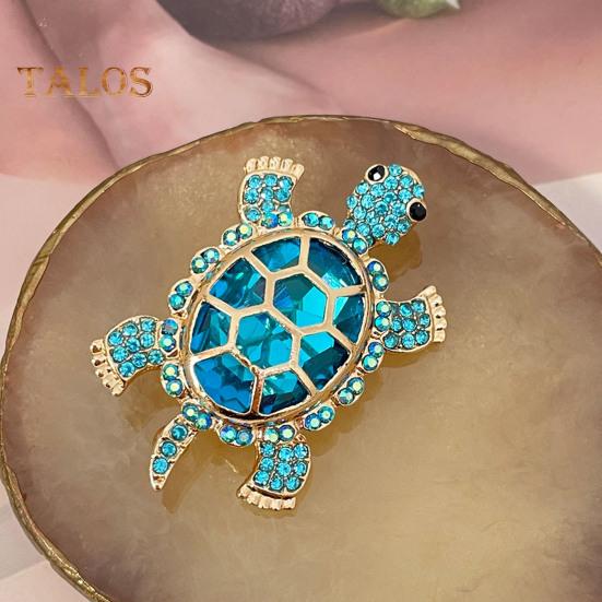 Women Turtle Brooch Rhinestone Anti-slip Faux Crystal Wear-resistant Suit Coat Collar Hat Scarf Decoration Clothes Pin Prom Party Garment Jewelry