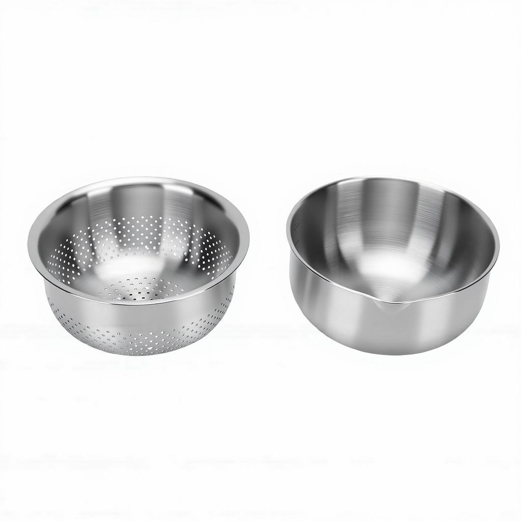 Stainless Steel Colander Bowl Set Vegetable Washing Basket Multipurpose Fruit Draining Basket for Kitchen