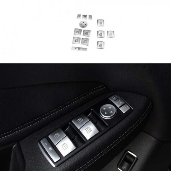 Matte Silver For Benz E-Class C-Class GLK Window Lock Lift Sticker Panel Trim