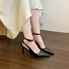 Fashion Pointed Patent Leather Hollow-out Baotou Sandals Women's New Pointed Toe Shallow Mouth Stiletto Temperament High Heels