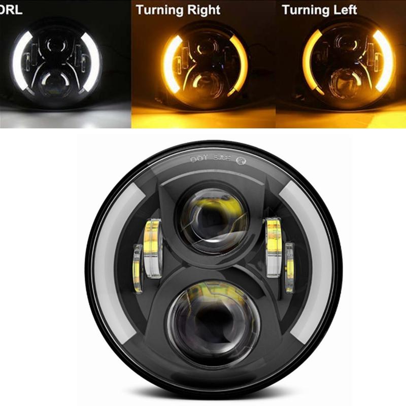 60W 7 Inch Motorcycle Headlamp with DRL Turn Signal Led Headlight Housing Bucket