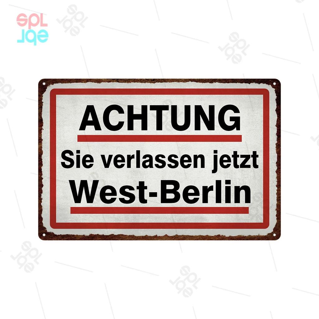Halt Metall Zeichen Deutsch Achtung Warnschilder Gefahren bereich Warn plakate Vintage Metall Plakette Weißblech Wand dekorative