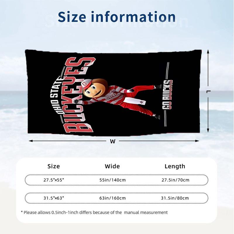 Ohio State Buckeyes (1) Theme Beach Towel Sand Resistant Soft And Comfortable Suitable For The Pool Camping Yoga And Diving A Travel Essential