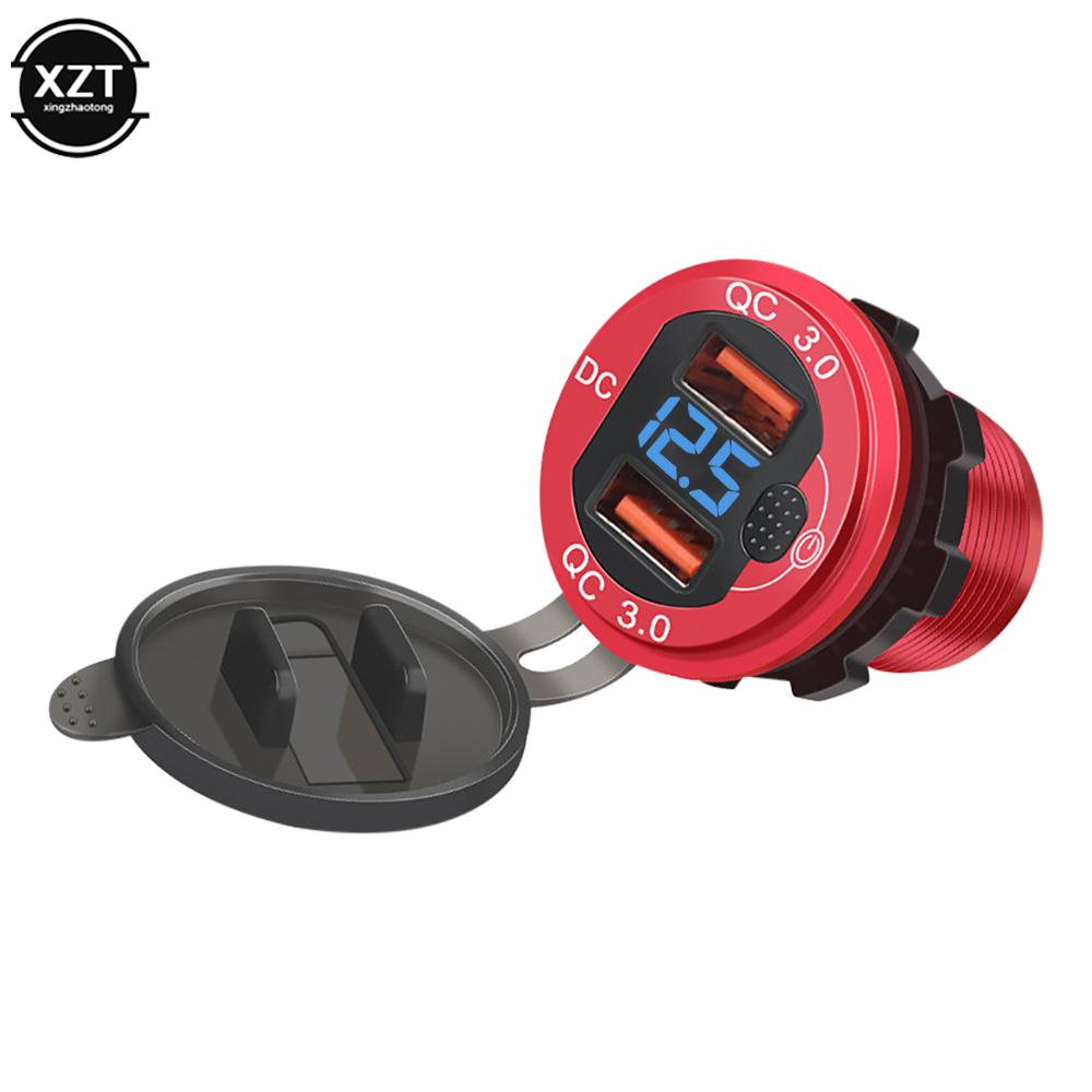 

НОВЫЙ QC3.0 Быстрая зарядка Двойной USB Автомобильный разъем зарядного устройства Водонепроницаемый 12 В/24 В Быстрое зарядное устройство Розетка Вольтметр Переключатель Адаптер