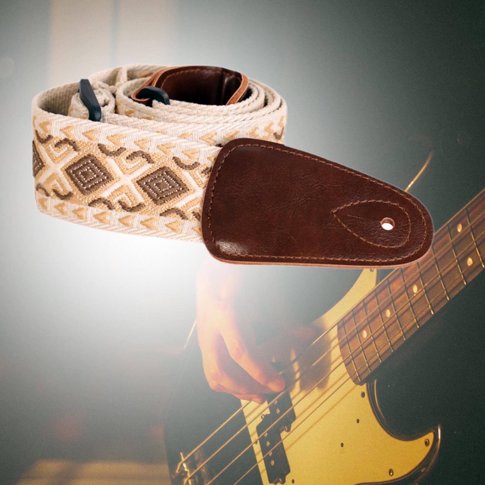 

Ремень для гитары, регулируемый, 90-150 см, концы из ПУ, вышитый хлопок, для акустической гитары Pattern B