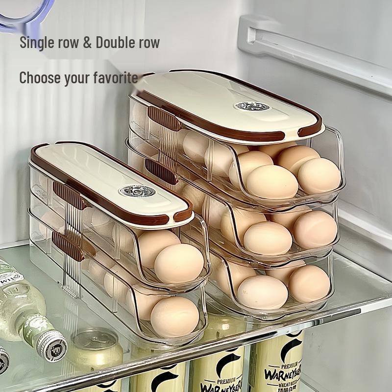 Multi-Layer Slanted Rolling Egg Storage Rack for Refrigerator Door