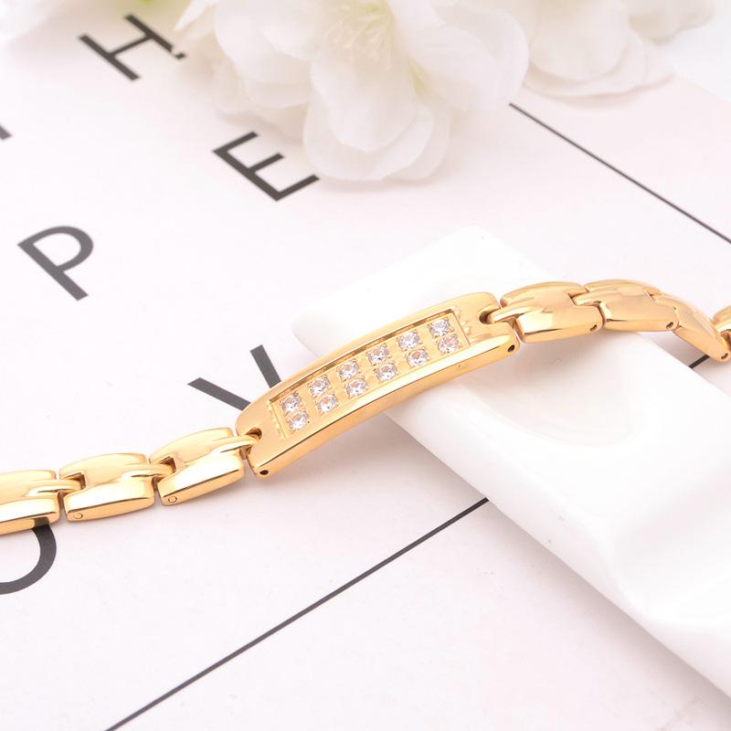 Fashionable Titanium Steel Gold Bracelet Magnet Energy Bracelet ITALY Inlaid Diamond Women's Handmade Bracelet