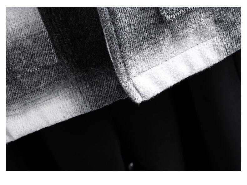 Trendy Winter Plaid Wool Coat for Boys (Ages 13-17) - Thickened, Plus Velvet