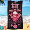 Pink Skull Collection Digital-printed Polyester Superfine Fiber Double-sided Fleece Beach Vacation Bath Towel, Beach Towel