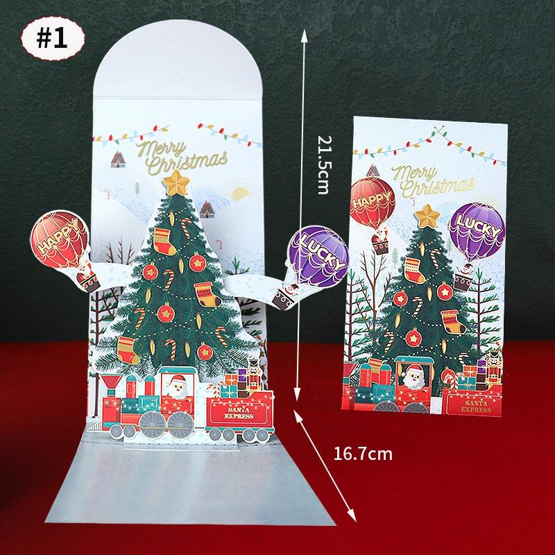 3D Christmas Tree Greeting Cards Desktop Decor Xmas Party Pop Up Card Postcard for Kids 2025 New Year Home Decoration Supplies
