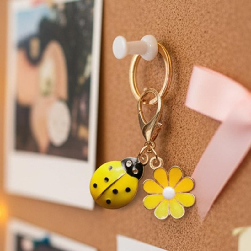 Pack of 10pcs Zinc Alloy Ladybird Daisy Keychain Charm Lightweight Nature Inspired Accessories For Bags Keys