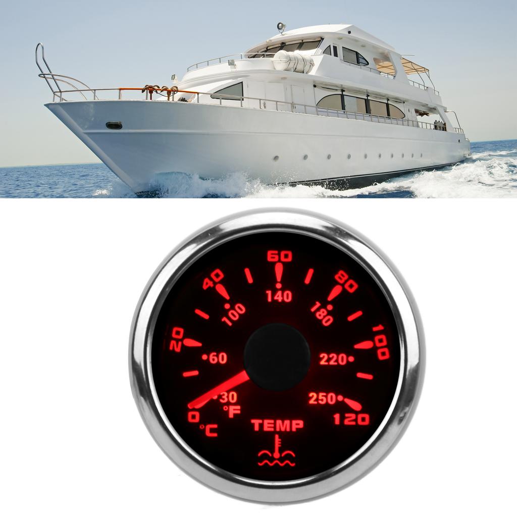 52mm Water Temperature Gauge 7 Colors Backlight IP67 Waterproof 1600‑22 Ohm  Pointer Indication Meter for Boats RVs
