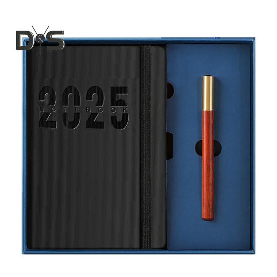 2025 Schedule Planner One Year Organization Monthly Weekly Pages Notebook with Elastic Rope Imitation Leather Cover Planner