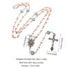 Crucifix Cross-Charm Long Chain Rosary Beads Catholic Necklace for Women Christian Amulet Necklace Religious Jewelry