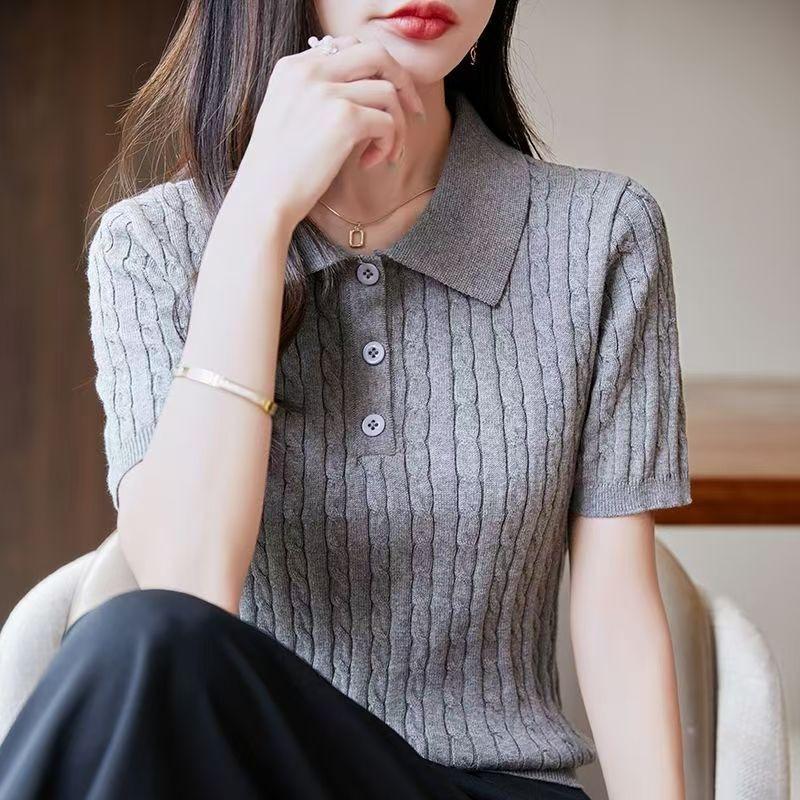 High-Quality Slim Fit Polo Knitwear - Stylish Summer Short Sleeve