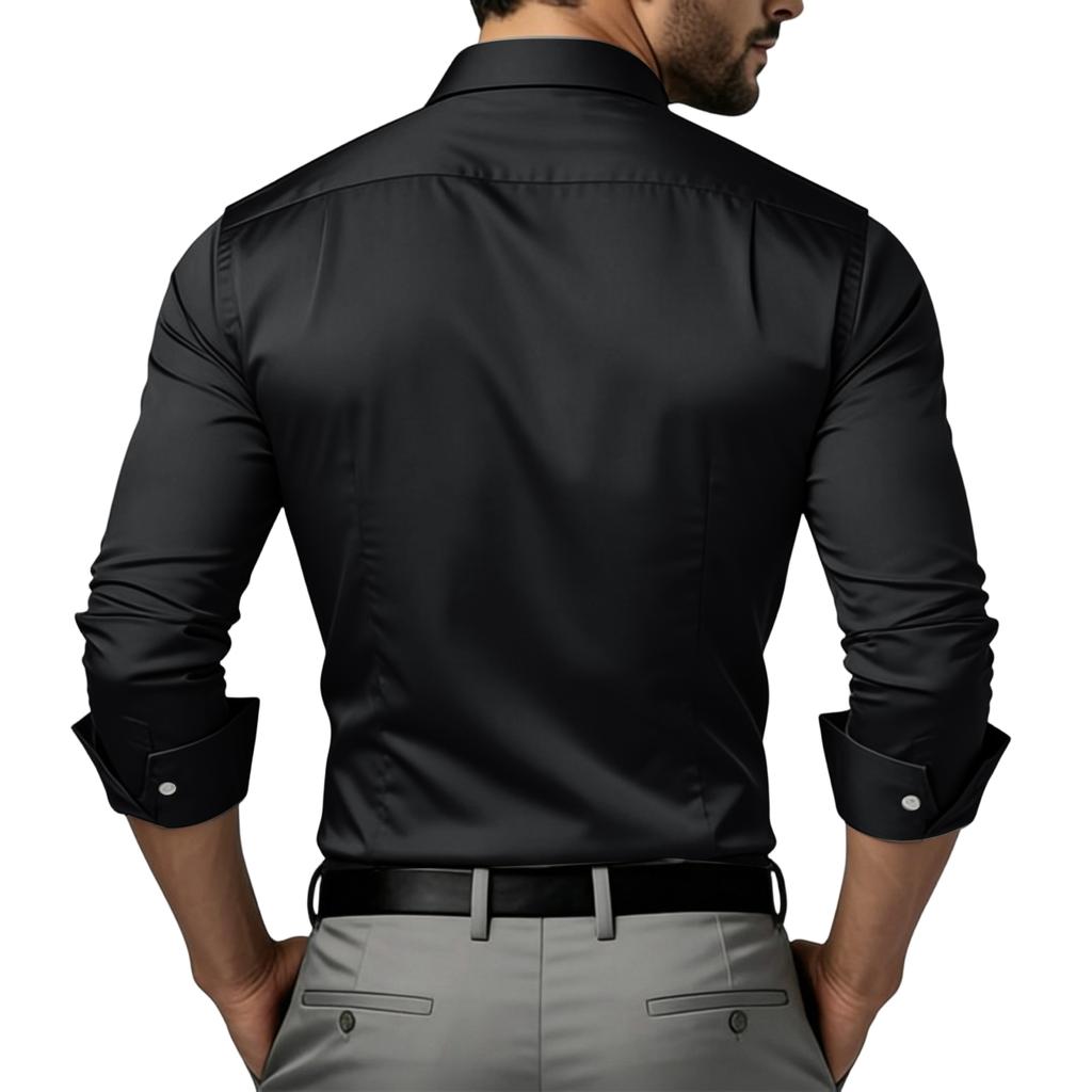 Men's Casual -color Business Shirt - Men's Long-sleeved Collar Button-up Shirt