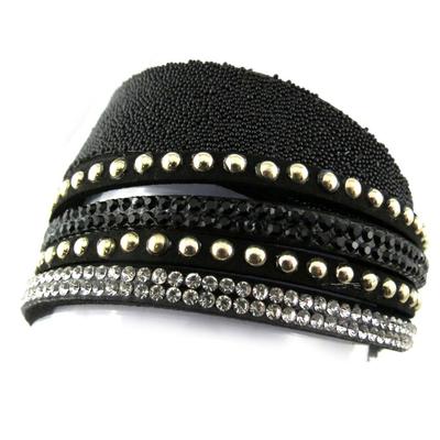 [N1568] - Silver Black 'Sissi' Designer Bracelet (2 Turns)