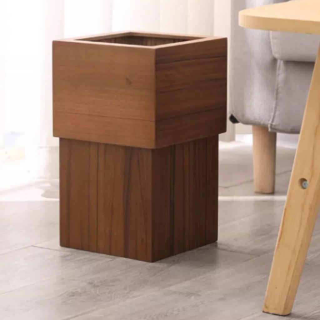 Kleiner quadratischer Mülleimer | Massivholz, Stilvoll,