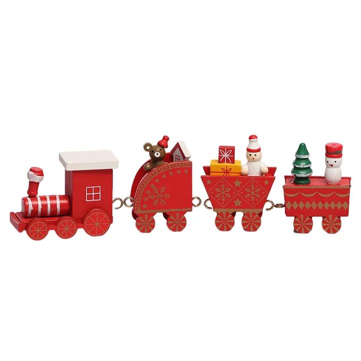 Christmas Train Decorations Children's Holiday Gifts Window Displays Desktop Ornaments Wooden Small Gifts Christmas Train Wooden