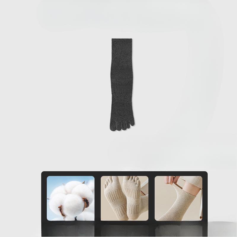 Five-fingered Socks for Men, Massage Soles, Spring and Autumn Mid-calf Socks, Antibacterial and Anti-foot Odor Toe Socks, Men's Long Socks
