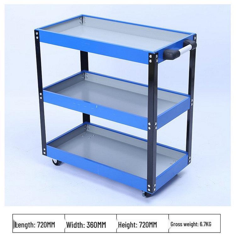 Heavy-Duty Three-Tier Mobile Tool Cart for Auto Repair and Maintenance