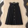 Summer Mid-length Skirt Women's Bud High Waist Single-breasted A-line Over-the-knee Skirt