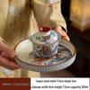 Blue and White Porcelain Lotus Kung Fu Tea Set: Enamel Teacup, Hovering Lid, Teapot, Saucer, and Master Cup.