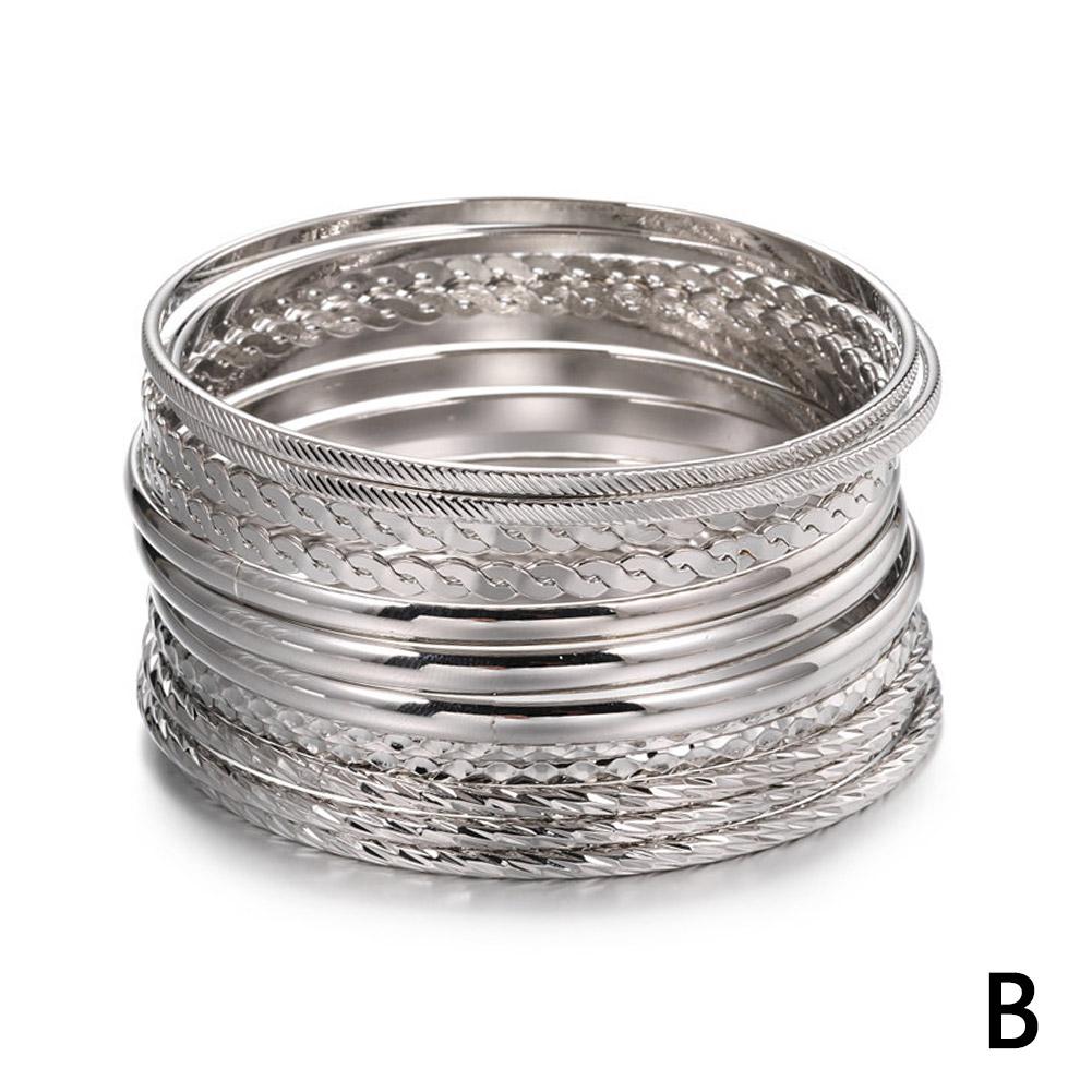 12pcs NEW Punk Curb Cuban Chain Bracelets Set for Women Miami Boho Thick Gold Color Charm Bracelets Bangles Fashion Jewelry