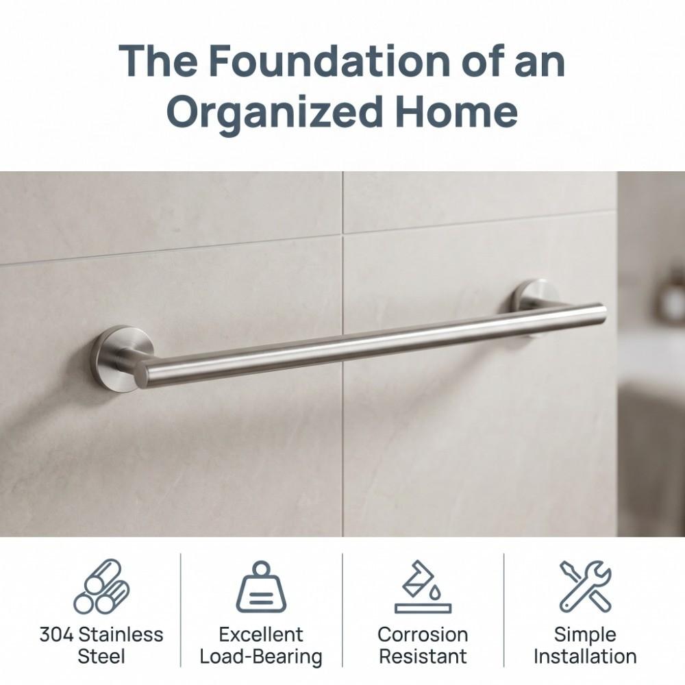 Stainless Steel Towel Holder Brushed Finish Towel Rod Towel Rack  Bathroom Kitchen Laundry Room