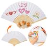 6/10/20 Pcs White Paper Hand Fan Chinese Handheld Fan DIY Blank Paper Fan for DIY Decoration Wedding Dancing Party Summer