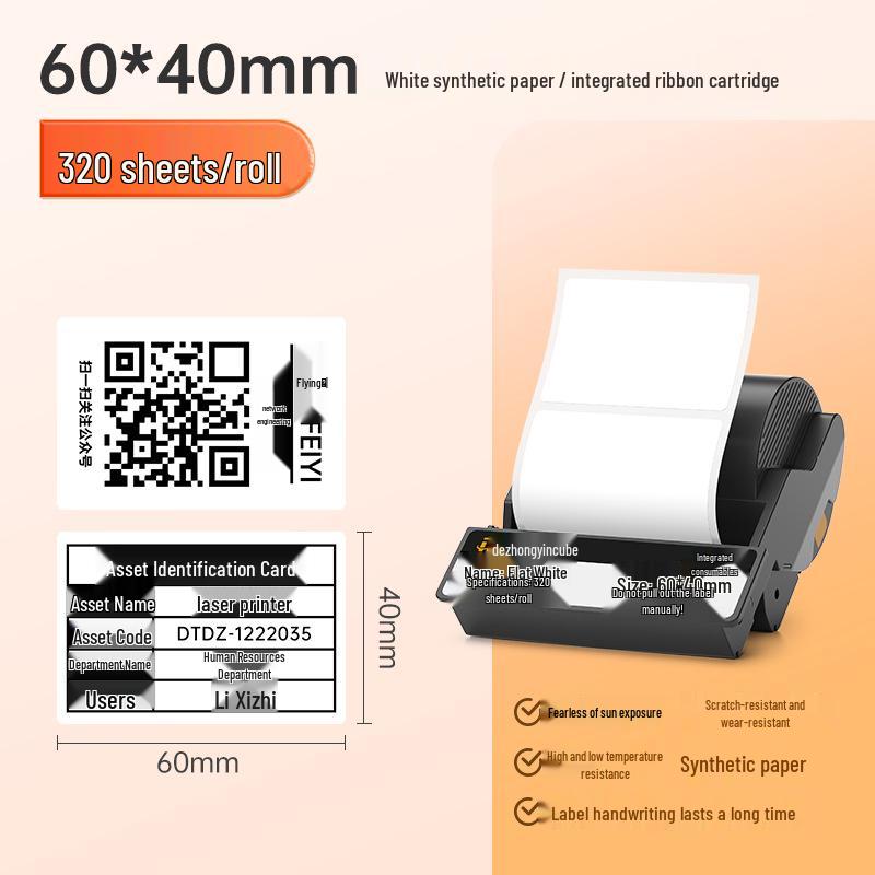 Detong Large Matte Silver Thermal Label Ribbon for Fixed Assets