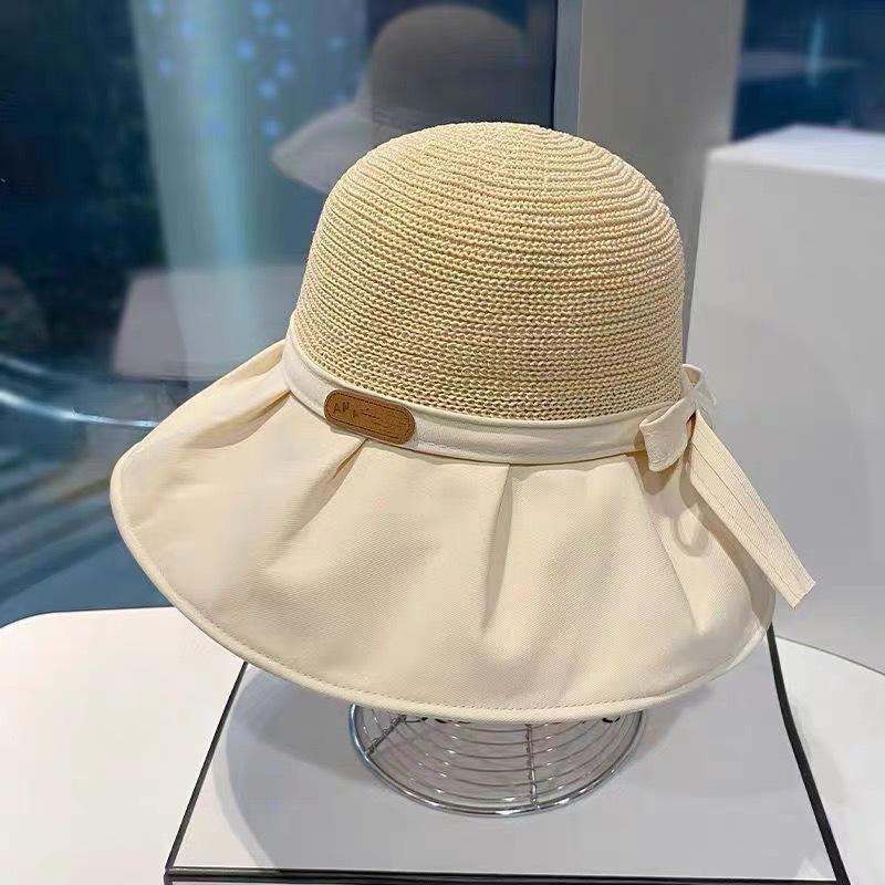 Dámský letní slaměný klobouk s prázdnou horní částí, kšiltem proti slunci, kryjící obličej, lehký, s UV ochranou, kbelíkový klobouk