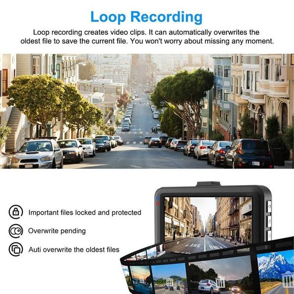 3 Inch Dash Cam Car DVR Video Recorder HD 1080P Cycle Recording Night Vision Wide Angle Driving Recorder Dashcam Video Registrar