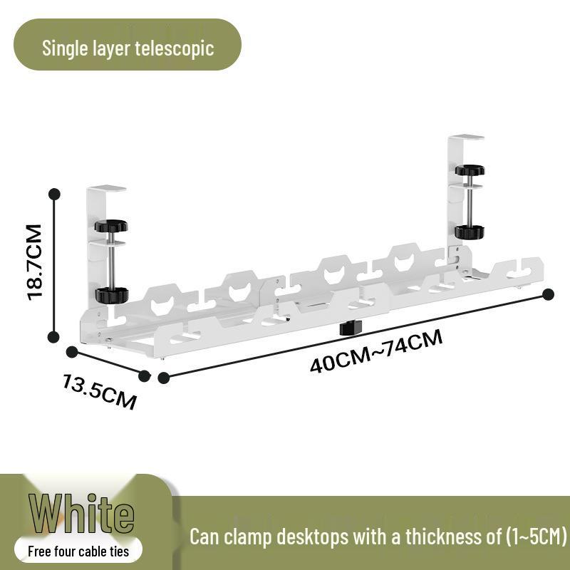 Retractable No-Drill Cable Organizer & Under-Desk Wire Management Rack