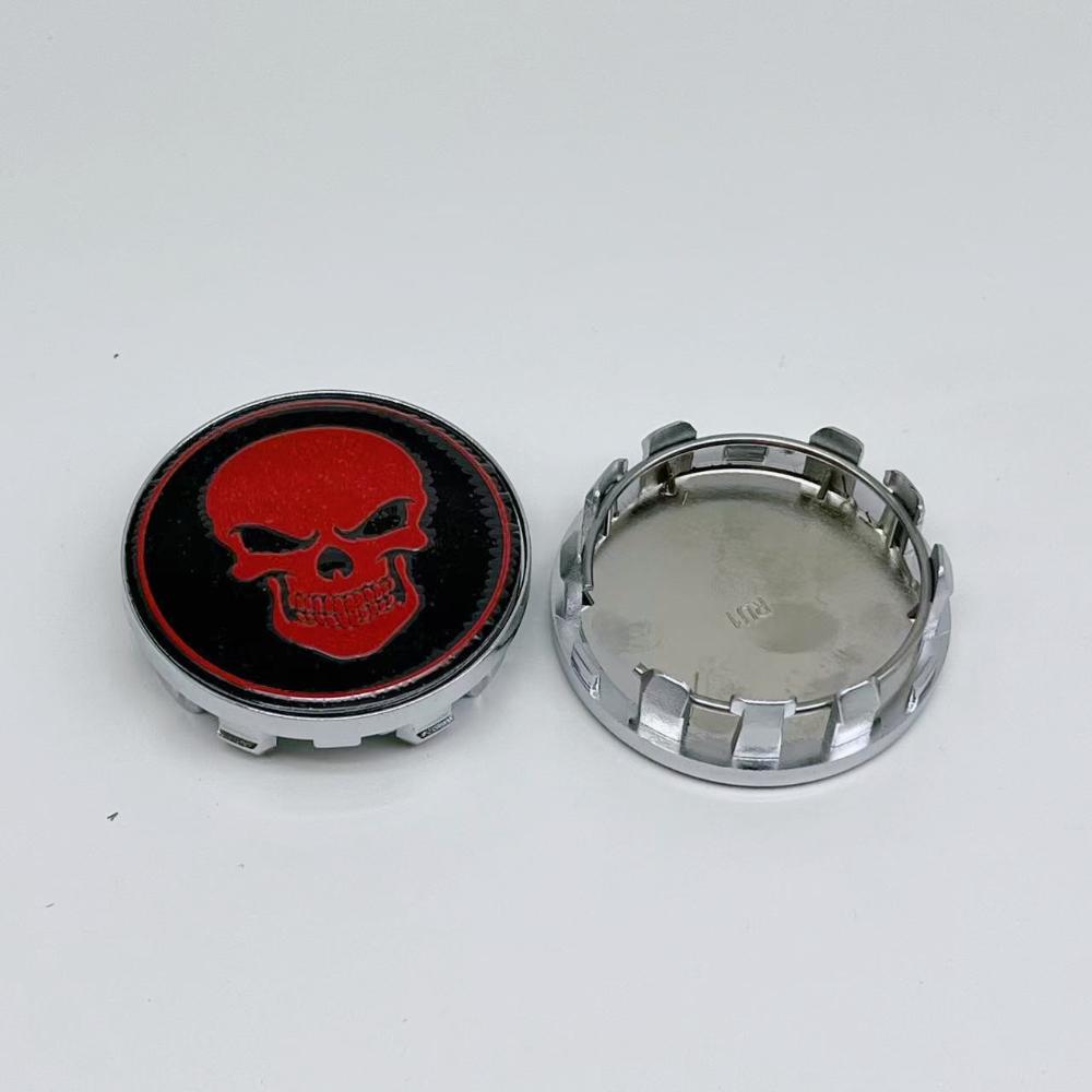 4pcs 59MM ( 55MM I.D ) Car Wheel Center Caps With Skull Logo Emblem Rim Hubcaps Cover Wheels Hub Lid Replace Styling Accessories