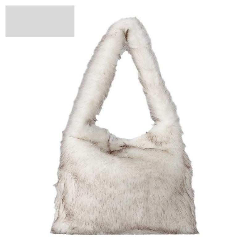 Niche Design Plush Underarm Bag Slouchy Faux Fur Handbag Winter Fur Bag for Women