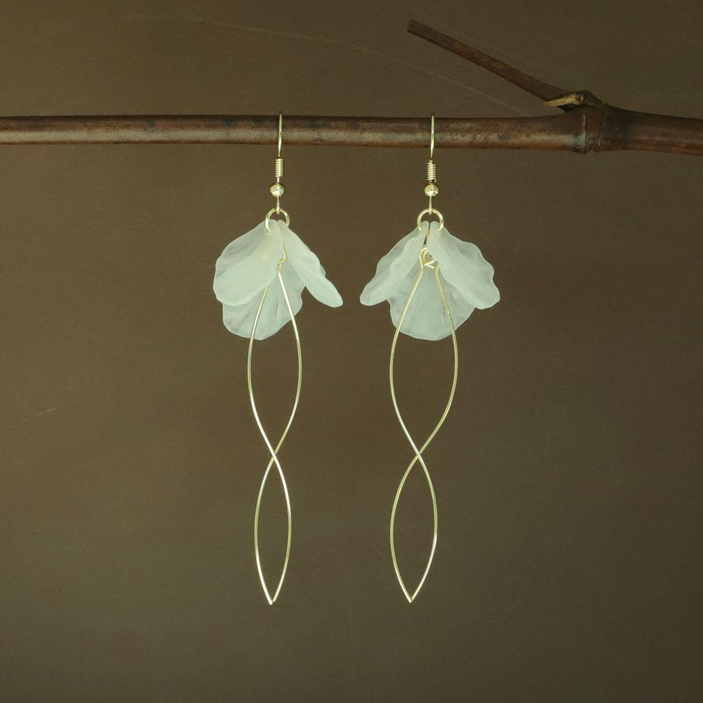 Korean Style Elegant Tassel Flower Petal Earrings for Women