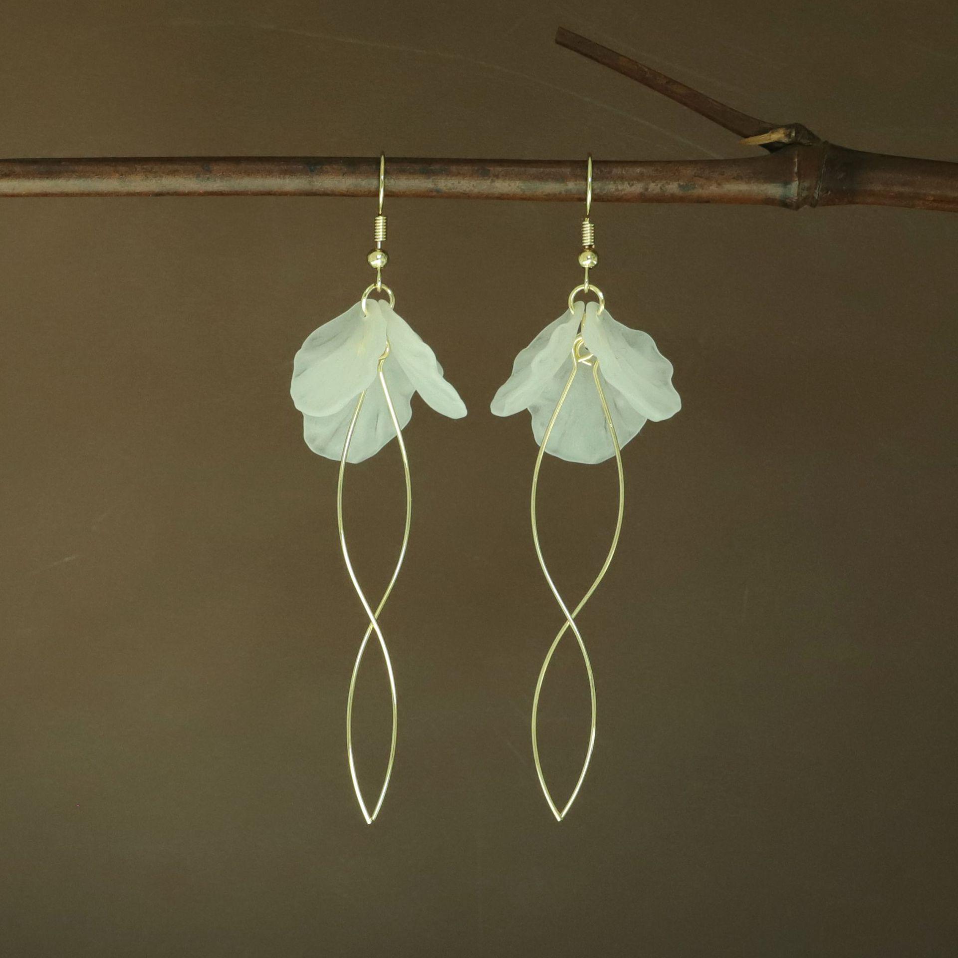 Korean Style Elegant Tassel Flower Petal Earrings for Women
