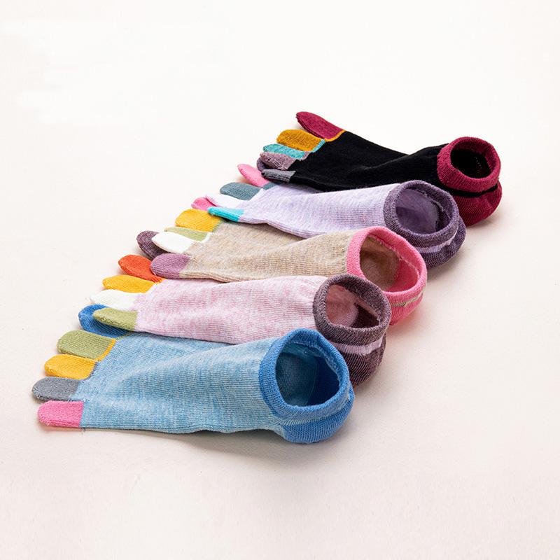 5 Pairs Spring No Show Toes socks Pure Cotton Colorful Cute Casual Soft Breathable,Deodorant,Invisible 5 Finger Socks Harajuku
