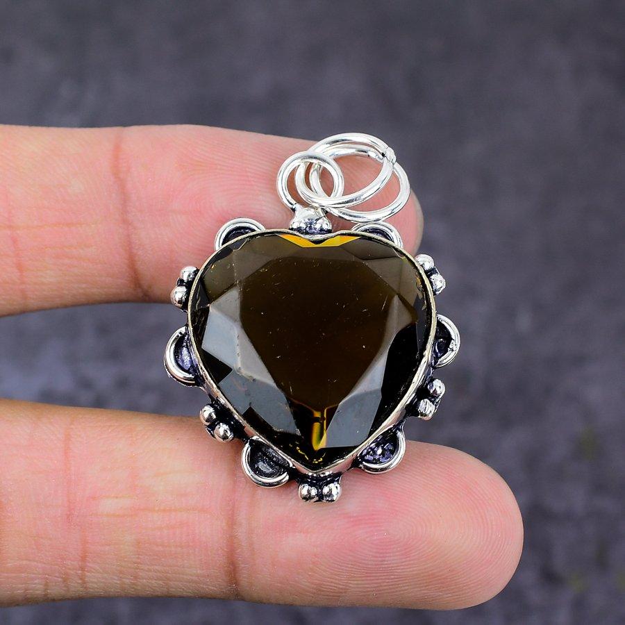 Honey Topaz Gemstone Handmade 925 Sterling Silver Jewelry Pendant 1.81" t3v91