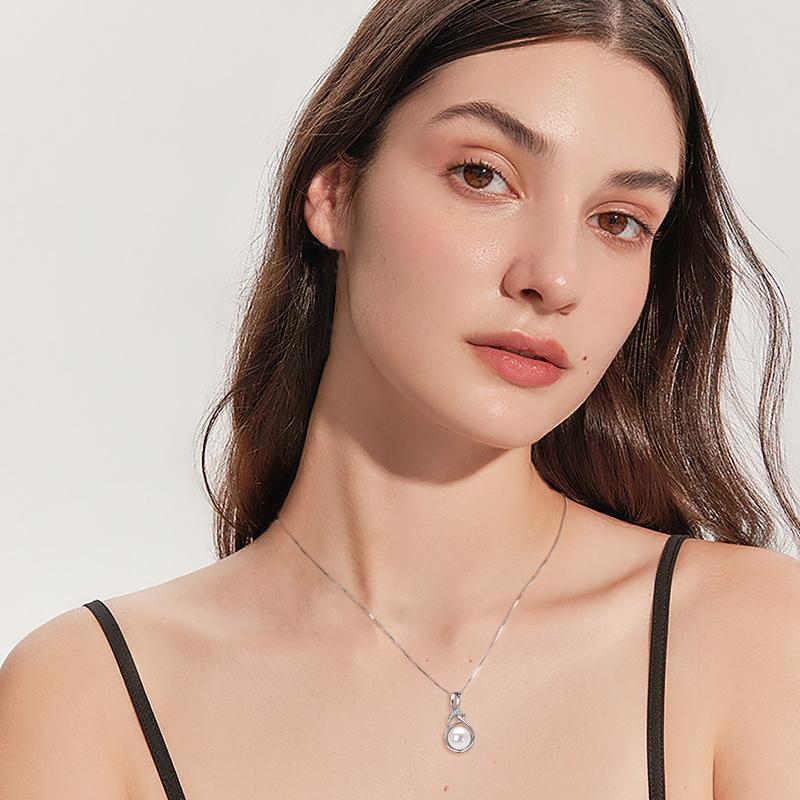 Charms Halsketten 14K Gold Filled 8-9mm Süßwasserperle Moissanit Anhänger Halskette für Damen Hochzeits Schmuck Geschenk