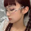 Modische Strassbrille für Damen und Herren, übergroße Katzenaugenbrille, Metall, übergroßer ovaler Rahmen, Vintage-Bling-Partybrille