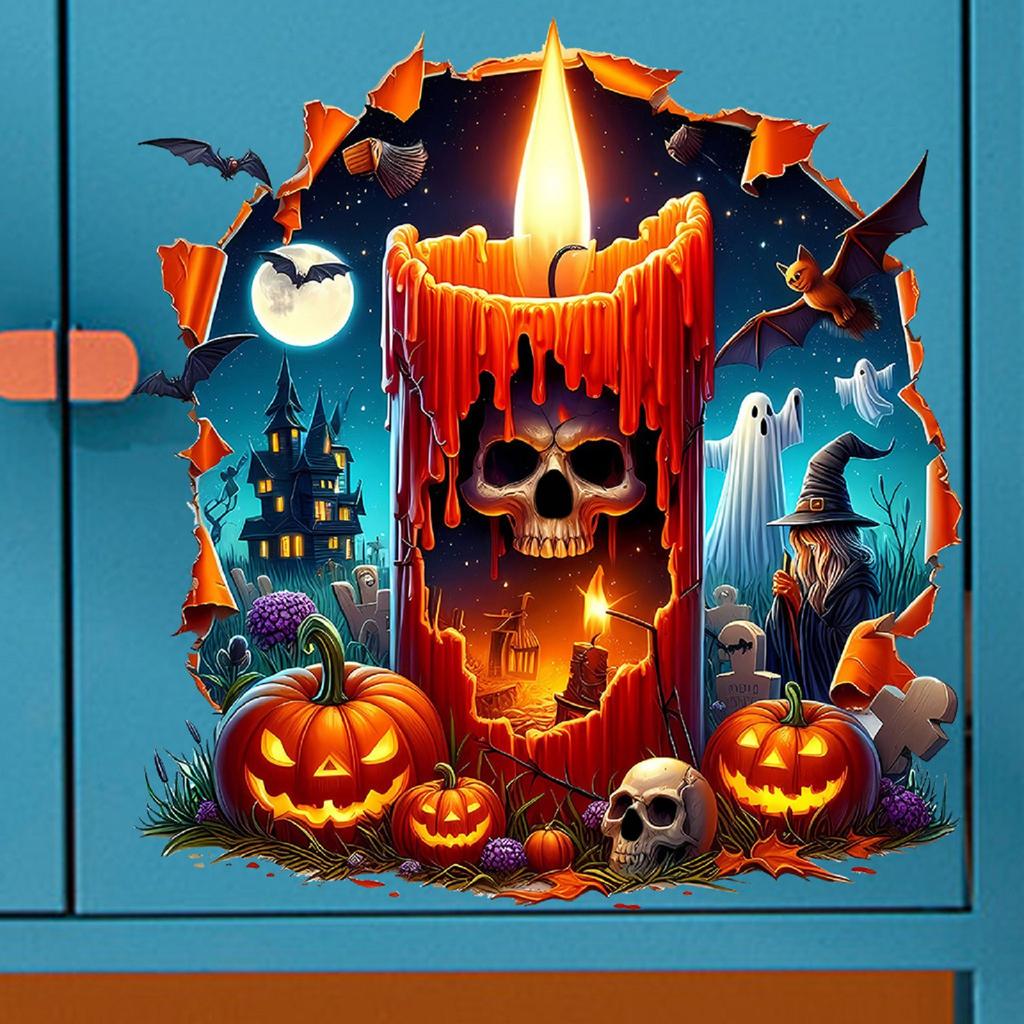 Broken Wall Halloween Horror Candle Decoration Stickers