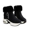 Sneeuwlaarzen dames nieuwe winter bont korte schacht met fleece om warm te houden en de hoogte te verhogen katoen laarzen mode fleece korte laarzen