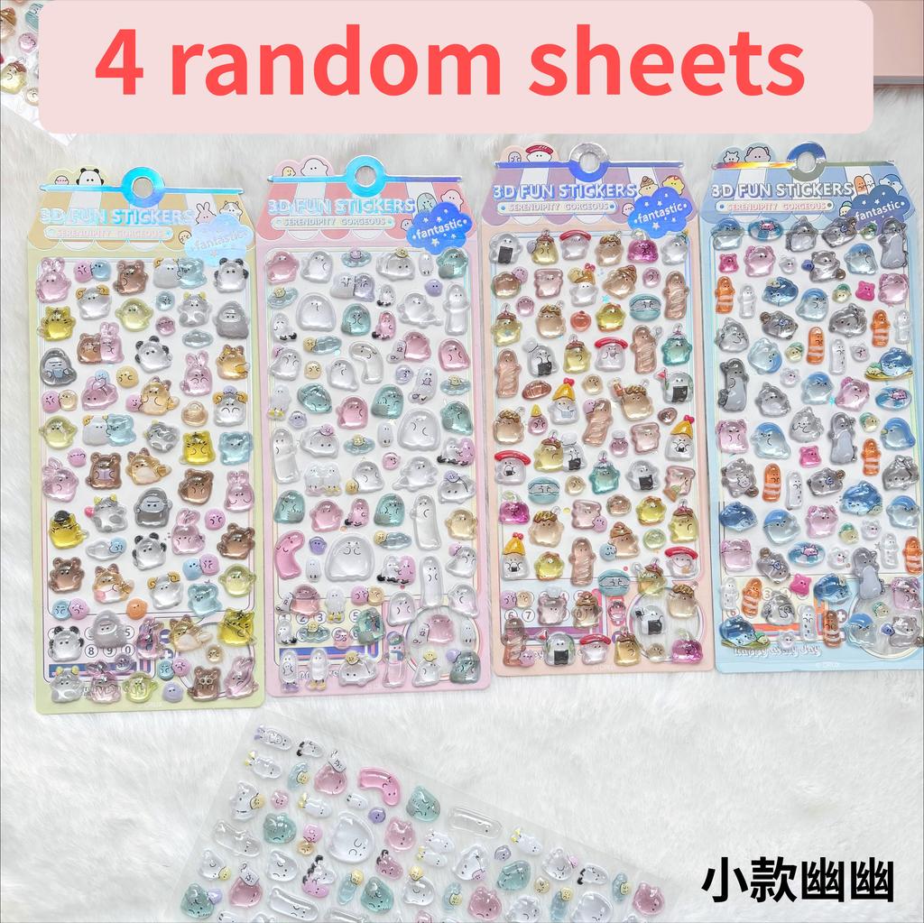 3D Cartoon Cute Soft Ghost Stickers - Cute Decor Decals for Phones Notebooks Waterproof Randomly Send 1 Free Item