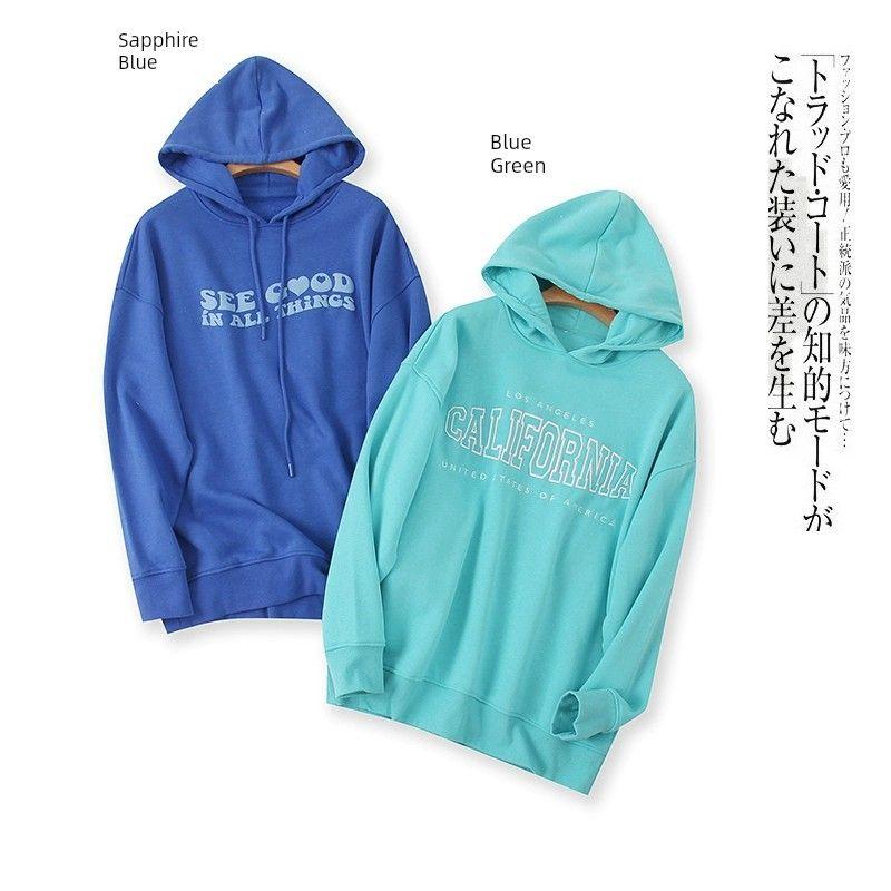 

Plus Size Brushed Hoody Fall and Winter New Foreign Trade Women s Clothing Hooded Collar Pullover Long Sleeves Lettered Casual Sweater 25643 Sapphire Blue B- 8-8-1 UK20