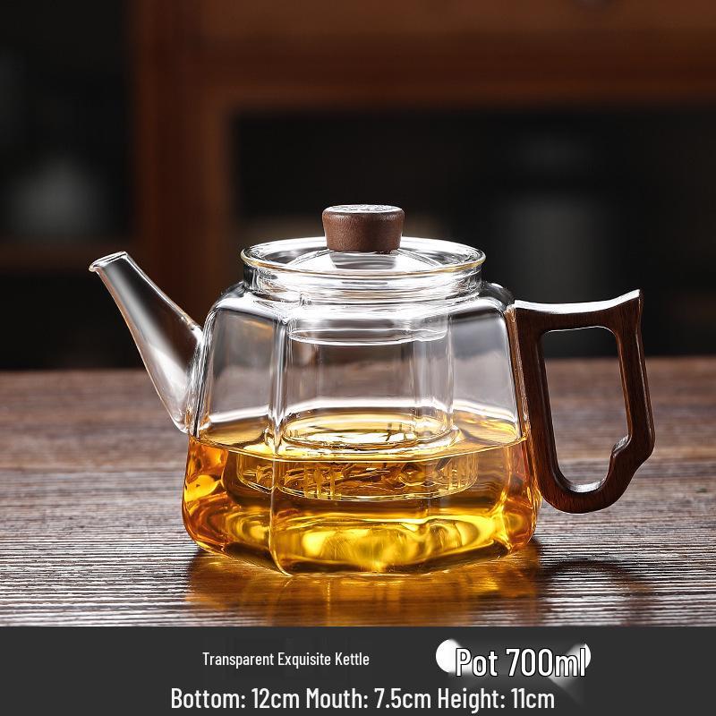 

Thickened High-Temp Resistant Borosilicate Glass Teapot with Retro Tea Brewing and Filtering Set 700ml