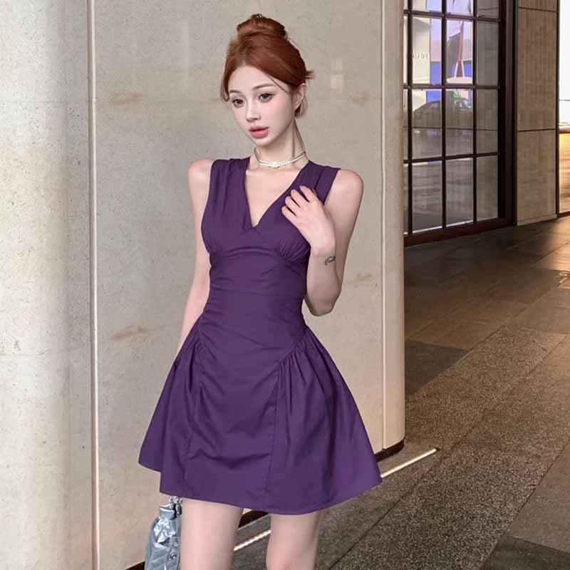 

Женское темпераментное платье-жилет без рукавов с плиссированной талией L фиолетовый