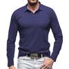 Men's Solid Color Button Lapel Long Sleeve Top Men's Casual Fashion Long Sleeve Top
