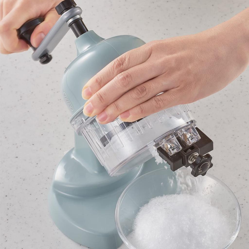 Compact Fluffy Shaved Ice Maker Manual Fluffy Smooth Crunchy Stepless Adjustment Flavored Ice Juice Milk Ice Frozen Fruit Outdoor [Toffy] K-IS10 (Pale